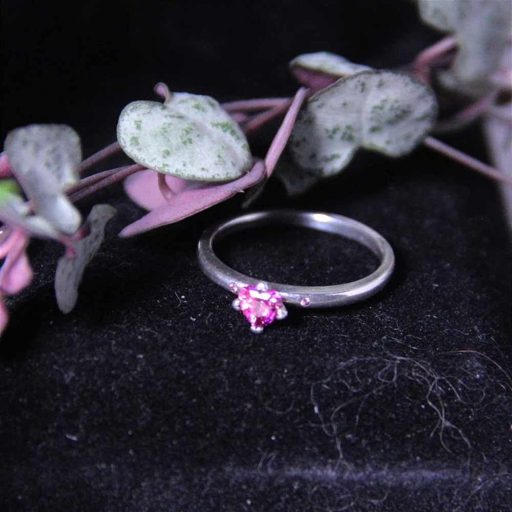 Pandora You and Me Pink Heart Ring Sterling Silver 925 Stackable Size 9.25